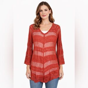 Cato Deep Orange Open Knit Sweater